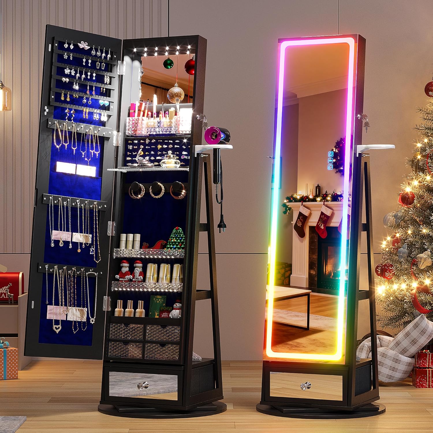 Full Length Mirror Jewelry Armoire - Szafka na biżuterię z lustrem LED