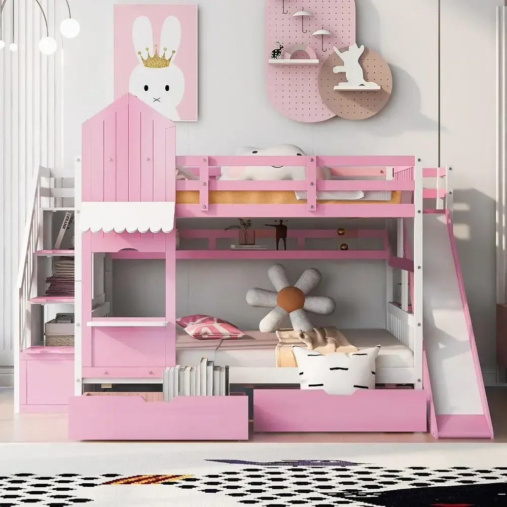 Dwupoziomowe łóżko dla dzieci  – Bunk Bed With Stairs And Slide recenzja i cena