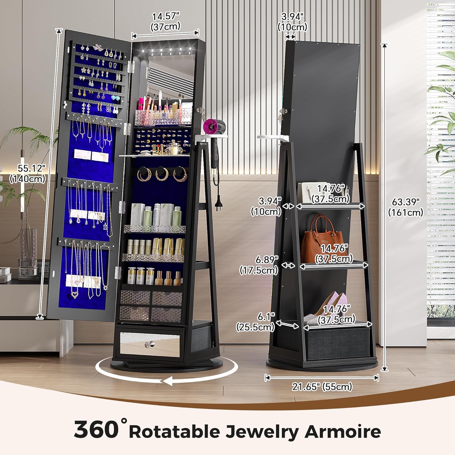 Szafka na biżuterię z lustrem  – Full Length Mirror Jewelry Armoire recenzja i cena
