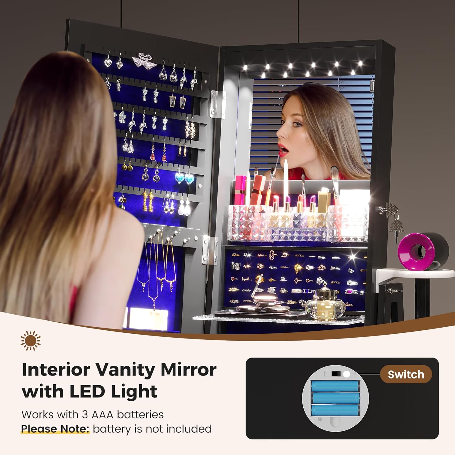 Szafka na biżuterię z lustrem  – Full Length Mirror Jewelry Armoire recenzja i cena