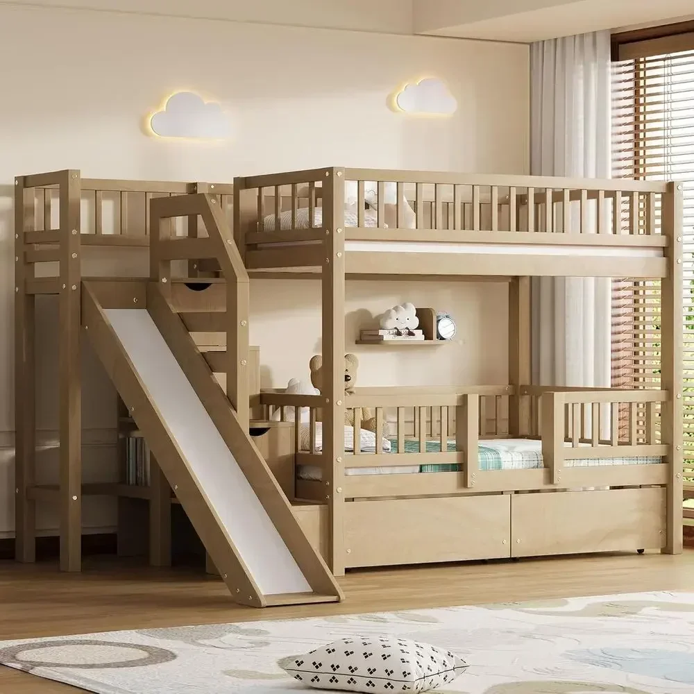 Drewniane łóżko piętrowe z dwo – Bunk Bed With Stairs And Slide recenzja i cena